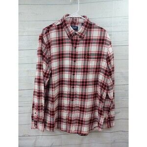 Chaps Performance Flannel Shirt Sz Xl Plaid Red Long Sleeve Button Up